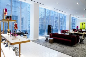 A comfortable setting for a high-style womenÕs shoe at Nordstrom 57th Street.