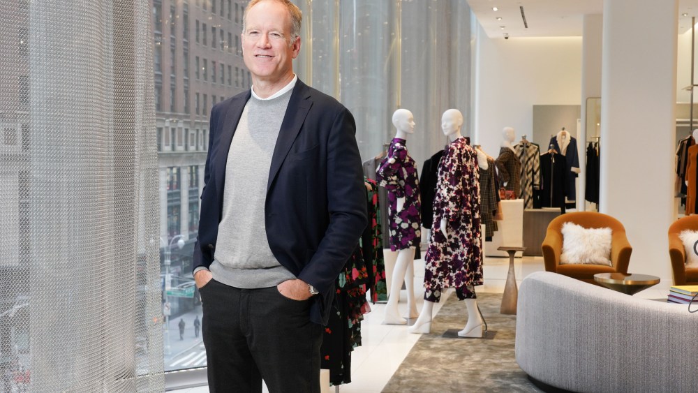 Pete Nordstrom by the undulating glass façade at the 57th Street flagship.