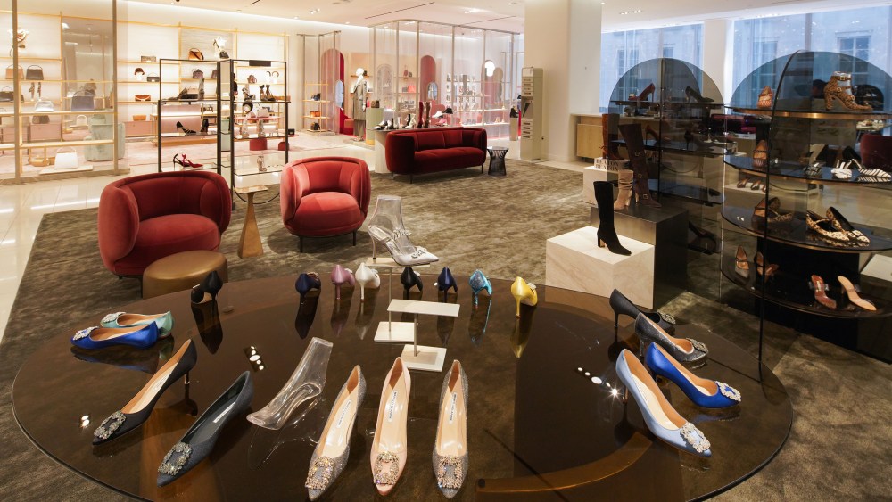 Designer shoes at the Nordstrom women’s flagship in Manhattan.