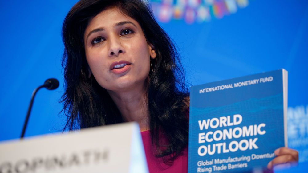 Chief Economist and Director of the Research Department at the IMF Gita Gopinath responds to a question from the news media during the World Economic Outlook press conference at IMF Headquarters in Washington, DC, USA, 15 October 2019. The IMF, for the fifth time, cut the 2019 global growth forecast, as trade tensions undermine global expansion.World Economic Outlook press conference held during the IMF World Bank Annual Meetings, Washington, USA - 15 Oct 2019