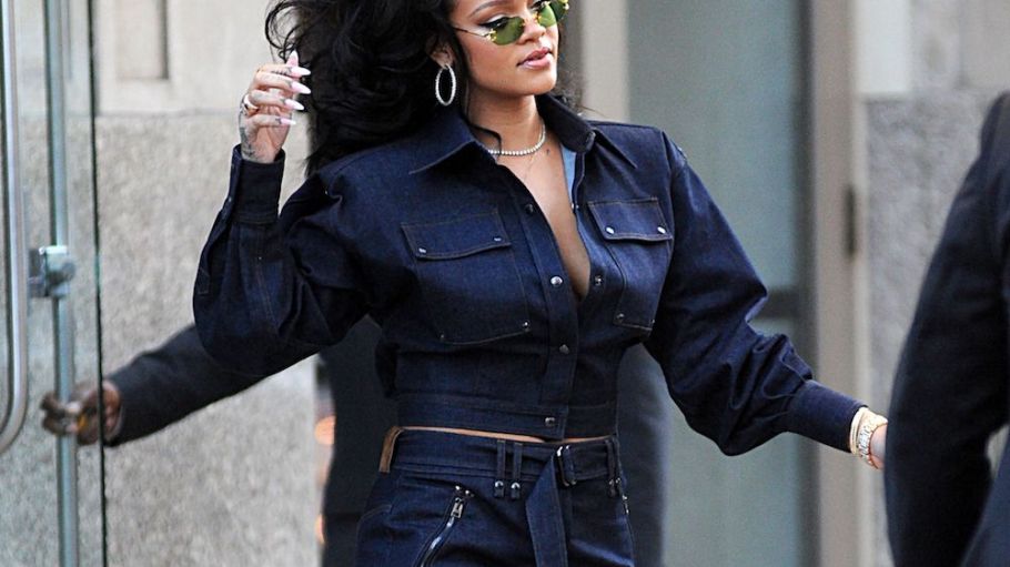 Rihanna. From denim sunglasses to a denim gown, the fabric’s range is anything but boring.