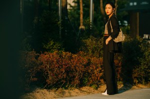 A street style look from Seoul Fashion Week Spring 2020.