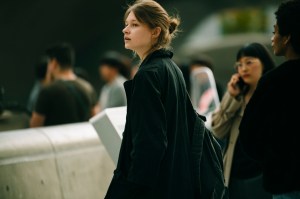 A street style look from Seoul Fashion Week Spring 2020.