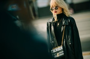 A street style look from Seoul Fashion Week Spring 2020.