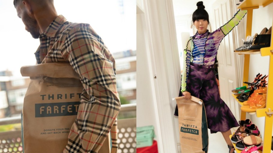 Thrift+ x Farfetch allows users to sell their used clothing in exchange for credits, which can be donated to charities, or used on site.