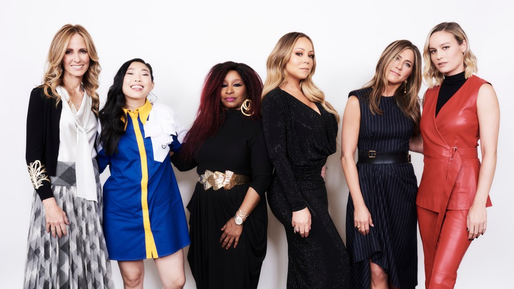 Honorees Dana Walden (Chairman of Disney Television Studios and ABC Entertainment), Awkwafina, Chaka Khan, Mariah Carey, Jennifer Aniston, and Brie Larson