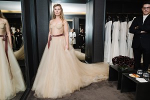 Olena Solomnikova at her Vera Wang bridal fitting with fianc Joseph Towery.