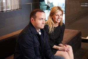 Jessica Serafin at her Vera Wang bridal fitting with fiancé Ryan Kelly.