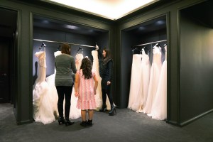 Melissa Murdock with her daughter at her Vera Wang bridal fitting.