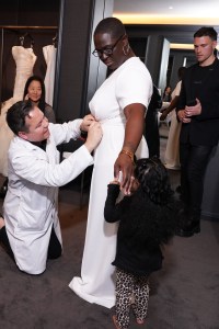 Christy Simpkins and wife Ashley Simpkins at their Vera Wang bridal fitting.