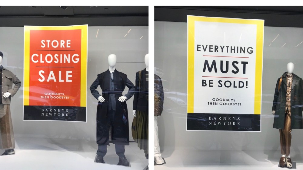 Two separate windows at Barneys New York's Madison Avenue flagship.