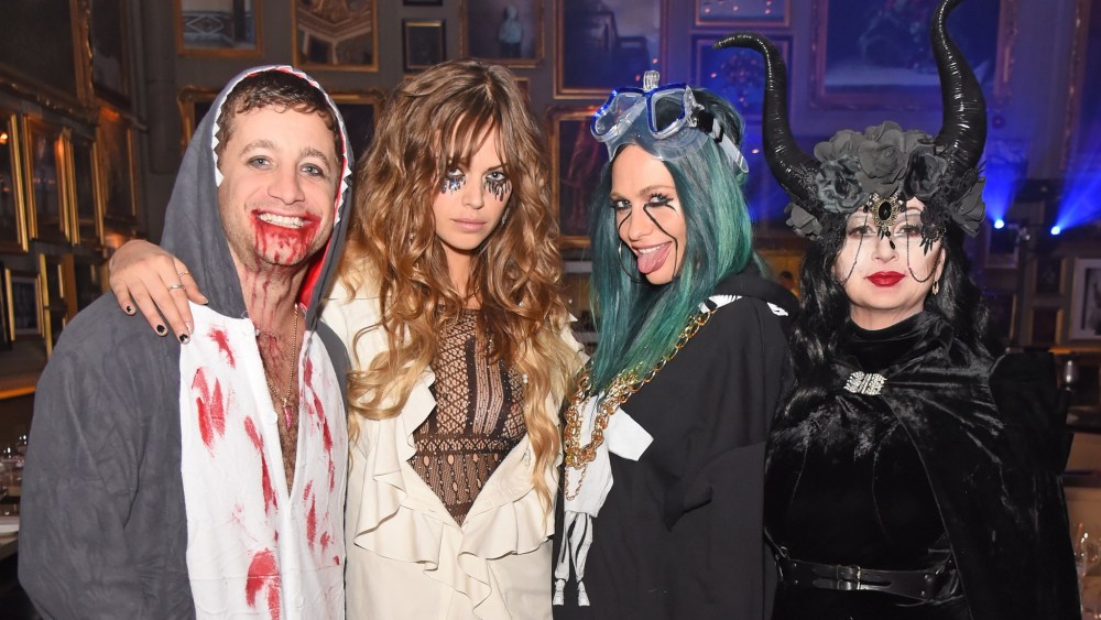 LONDON, ENGLAND - OCTOBER 31: (L to R) Tyrone Wood, Jessica Clarke, Poppy Delevingne and Fran Cutler attend The Cursed Voyage of HMS Berners at in collaboration with Project 0 and Grey Goose on October 31, 2019 in London, England. Pic Credit: Dave Benett