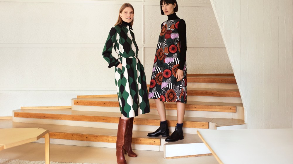 Two looks from the Uniqlo x Marimekko collection.