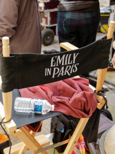 Lily Collins on the set of "Emily in Paris."