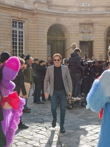 Lily Collins on the set of "Emily in Paris."