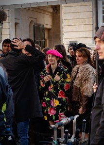 Lily Collins on the set of "Emily in Paris."