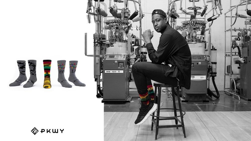 Dwyane Wade in a marketing image from his new lifestyle sock collection.