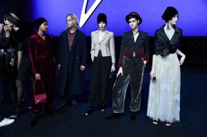 Backstage at Giorgio Armani Pre Fall 2020.