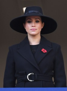 Meghan Duchess of Sussex
Remembrance Day Service, The Cenotaph, Whitehall, London, UK - 10 Nov 2019
Wearing Stella McCartney, Hat By Miss Jones