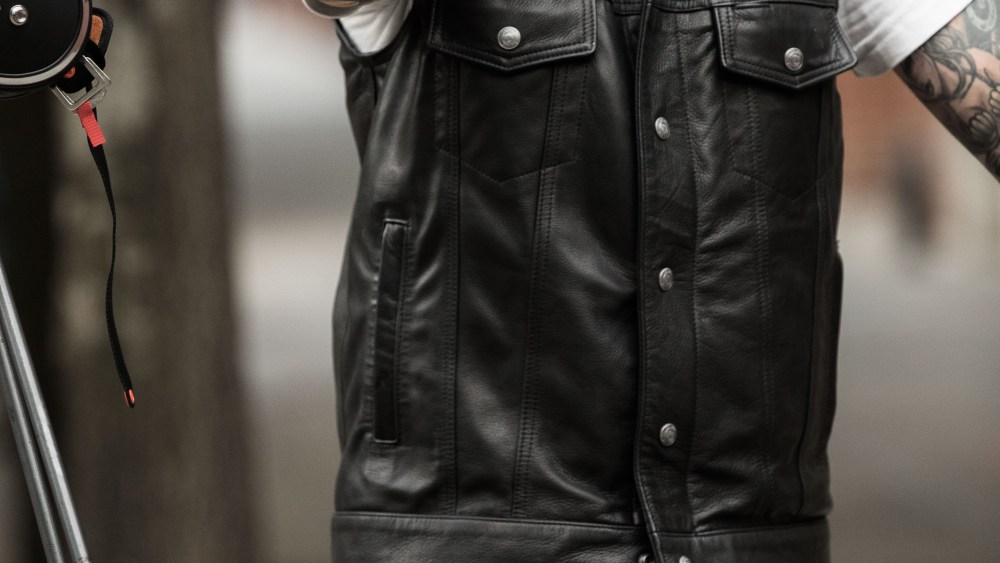 Dana Glaeser in the Cockpit motorcycle vest.