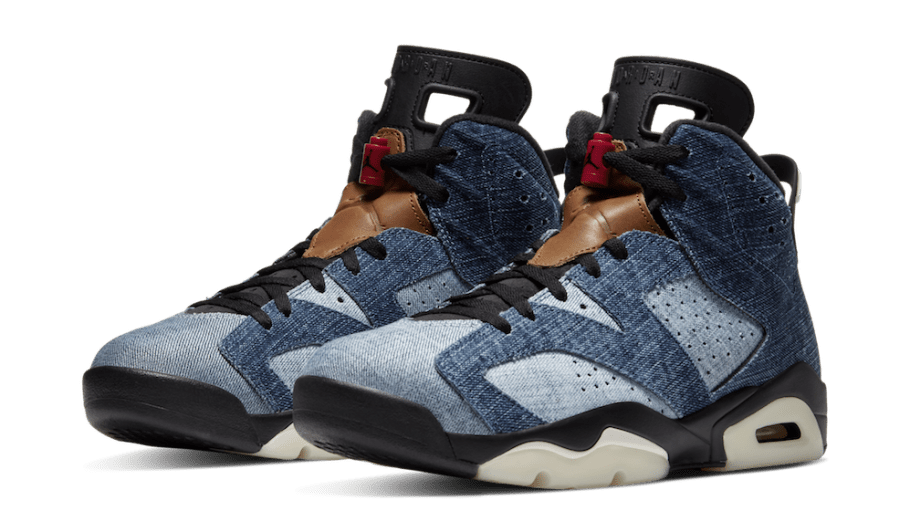 Nike dropped the Air Jordan 6 Washed Denim, a denim sneaker that resembles a worn pair of light and dark wash jeans.
