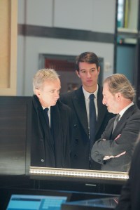 Bernard Arnault Alexandre Arnault Alessandro Bogliolo talking at Tiffany store.
