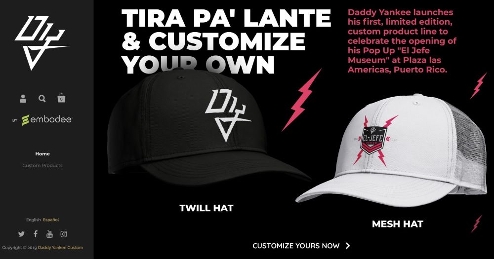 Fans of “Despacito” hitmaker Daddy Yankee have an interactive new way to commemorate the Puerto Rican star’s reggaeton career, thanks to a new e-commerce customization shop.