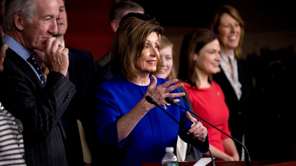 Nancy Pelosi, Richard Neal. House Speaker Nancy Pelosi of Calif., accompanied by Chairman of the House Ways and Means Committee Richard Neal, D-Mass., left, speaks at a news conference to discuss the United States Mexico Canada Agreement (USMCA) trade agreement, on Capitol Hill in WashingtonTrump Trade USMCA, Washington, USA - 10 Dec 2019