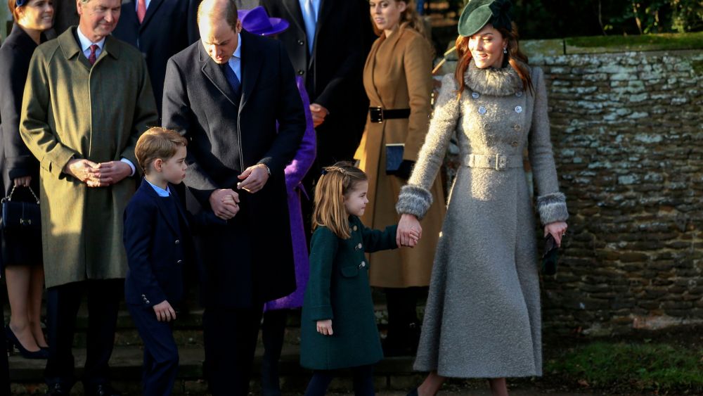 Britain's Prince William, Duke of Cambridge and Catherine, Duchess of Cambridge stand with their children Prince George and Princess Charlotte outside the St Mary Magdalene Church in Sandringham in Norfolk, EnglandRoyals Christmas, Sandringham, United Kingdom - 25 Dec 2019
