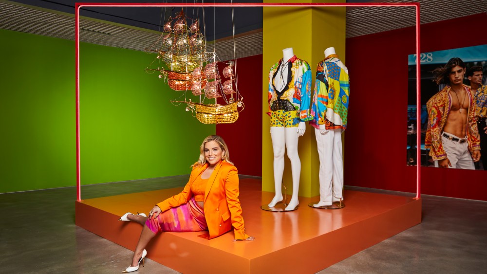 Sasha Bikoff inside Versace's “South Beach Stories” exhibit.