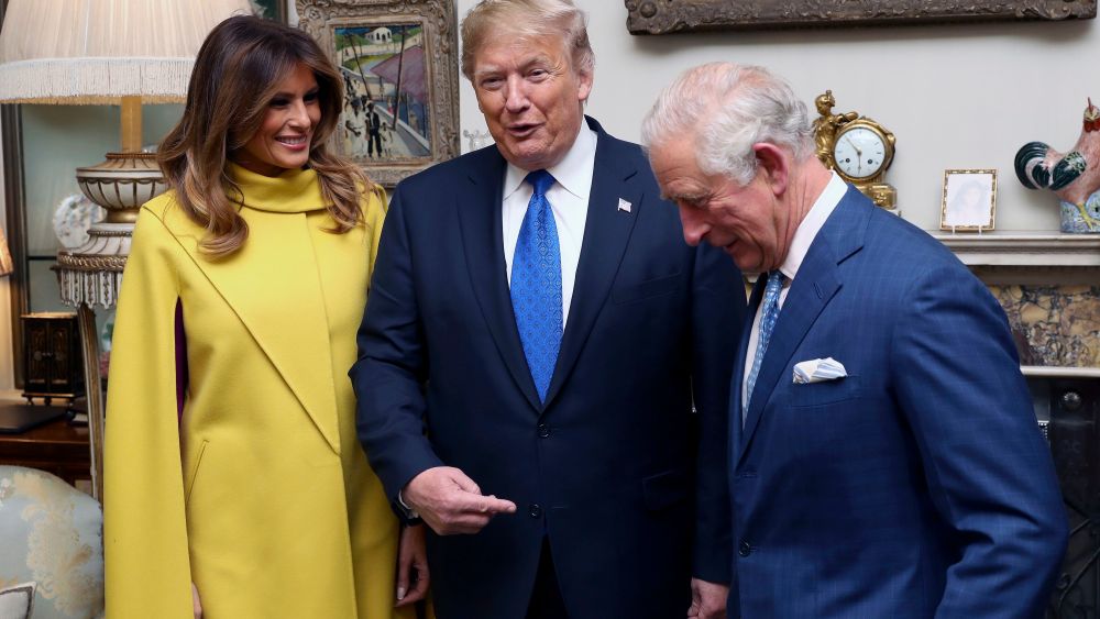 Britain's Prince Charles, right, poses for a photo with US President Donald Trump and first lady Melania, during a reception at Clarence House in London, . Leaders from across the 29-member trans-Atlantic alliance are gathered in London to mark its 70th anniversary of NATONATO, London, United Kingdom - 03 Dec 2019