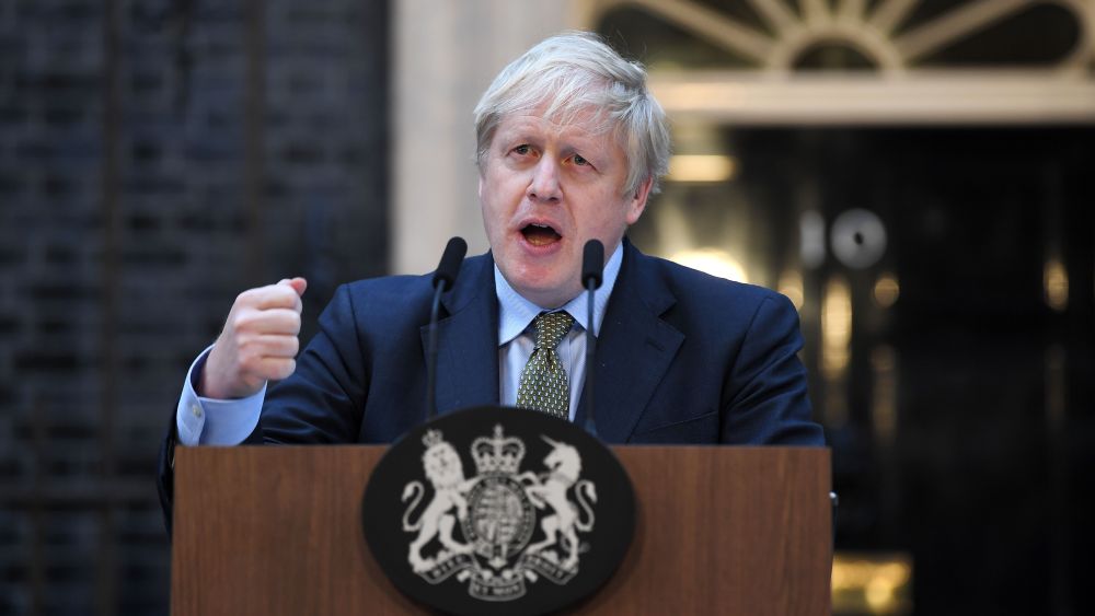 Boris Johnson delivers a speech outside Number 10 Downing StreetPrime Minister Boris Johnson in Downing Street, London, UK - 13 Dec 2019