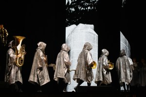 The scene at The Vienna Opera's newest performance, "Orlando," with costumes by Rei Kawakubo.