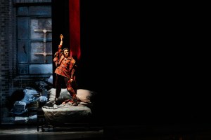 The scene at The Vienna Opera's newest performance, "Orlando," with costumes by Rei Kawakubo.