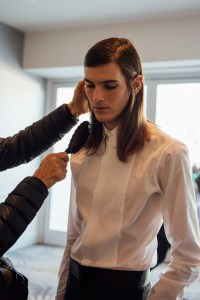 Getting ready with Dylan and Paris Brosnan.