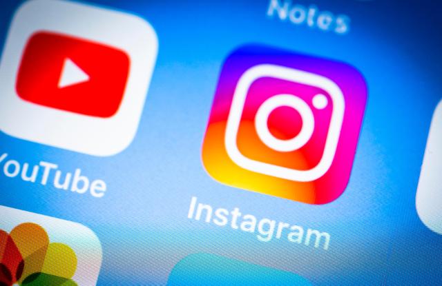 Instagram app icon on iPhone, iOS, social network, smartphone screen, display, close-up, detail, GermanyVARIOUS