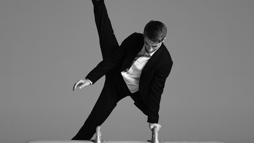 Max Whitlock wearing the Paul Smith Travel Suit.