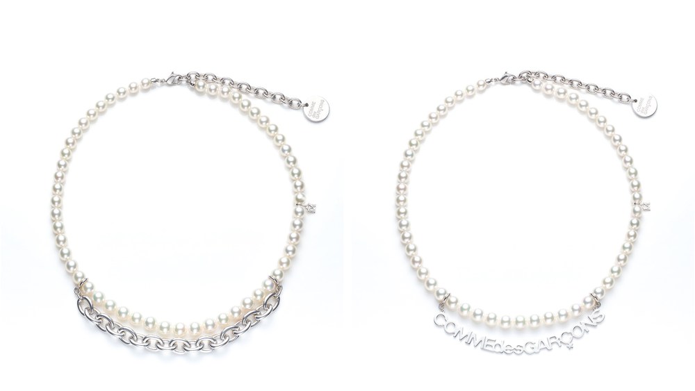 Necklaces from the collaboration between Comme des Garcons and Mikimoto.
