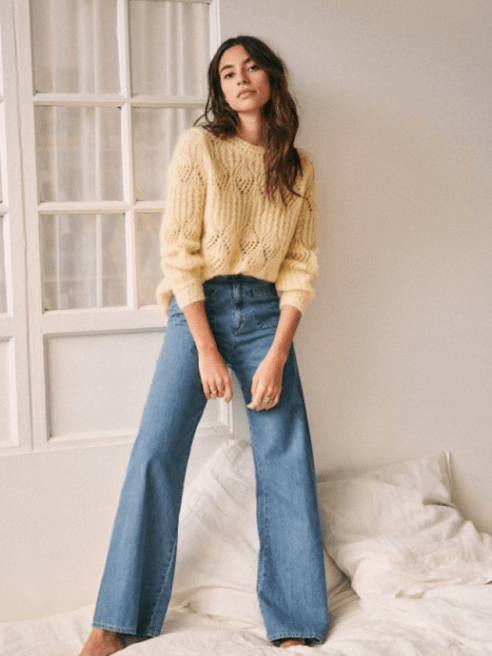Parisian clothing brand Sezane launched a sustainable denim collection made with 100 percent GOTS certified cotton and cleaner processes.