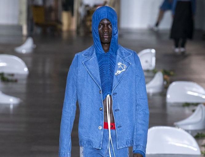Per Gotesson at London Fashion Week: Men's. Designers at London Fashion Week: Men's enhanced their collections with sustainable materials, durable denim and brazen splashes of color.