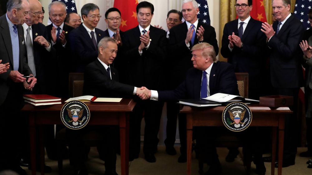 Donald Trump Liu He. President Donald Trump shakes hands with Chinese Vice Premier Liu He, after signing a trade agreement in the East Room of the White House, in WashingtonTrump US China Trade, Washington, USA - 15 Jan 2020