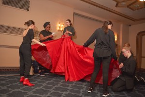 Backstage at The 16th Annual Red Dress Collection Fashion Show.
