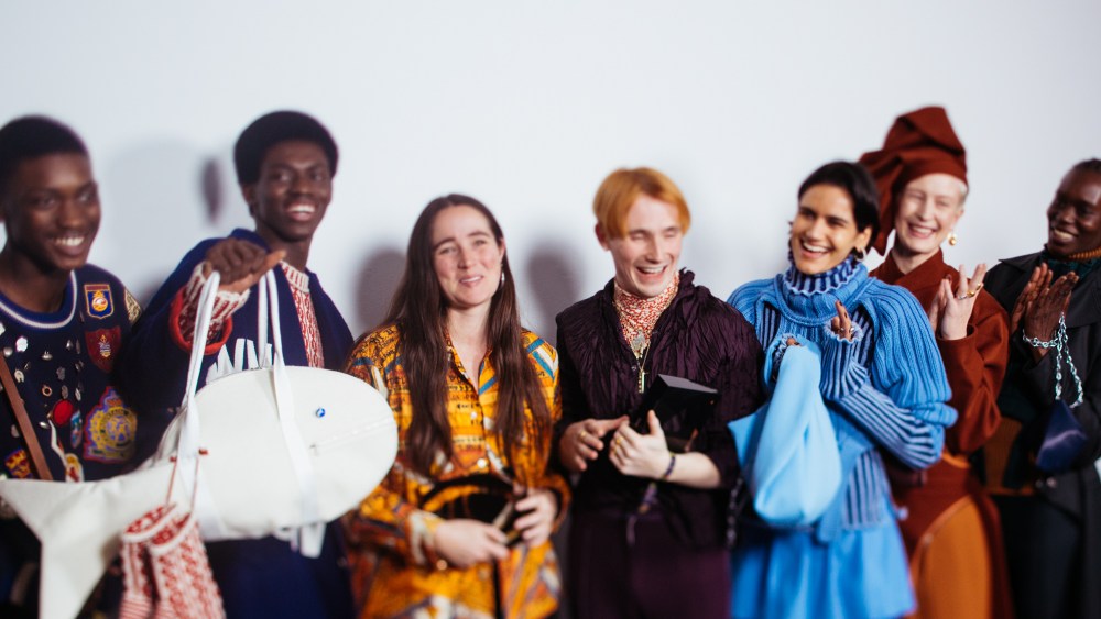 Winners of the International Woolmark Prize, Emily Bode and Richard Malone with models