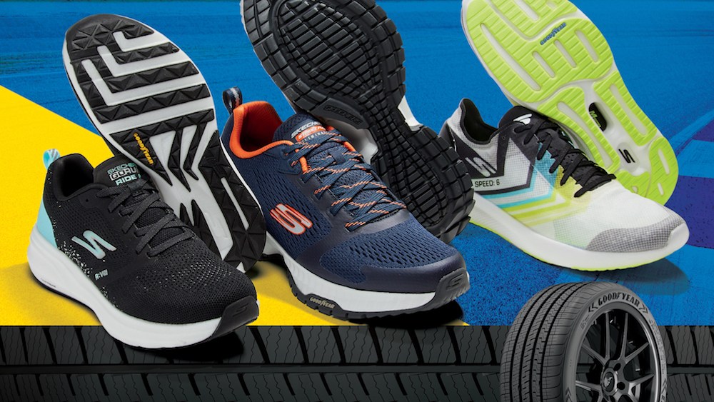 Skechers and Goodyear are expanding their previous collaboration to include a whole line of performance footwear options fitted with Goodyear rubber.