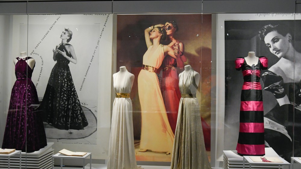 Dresses by Madeline Vionnet and Elsa Schiaparelli are shown next to styled photos.