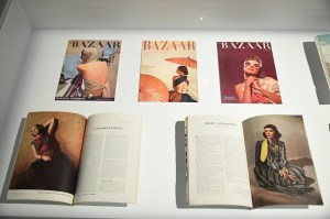 A case showing magazine covers and layouts.