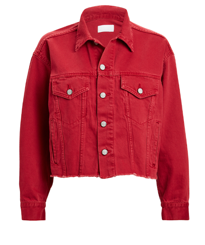 Celebrate Valentine’s Day in style with these colored and embellished denim pieces featuring bright reds, heart prints and more.