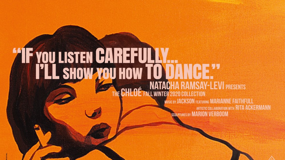 One of the invitations to Chloé's fall 2020 show, featuring art by Rita Ackermann.