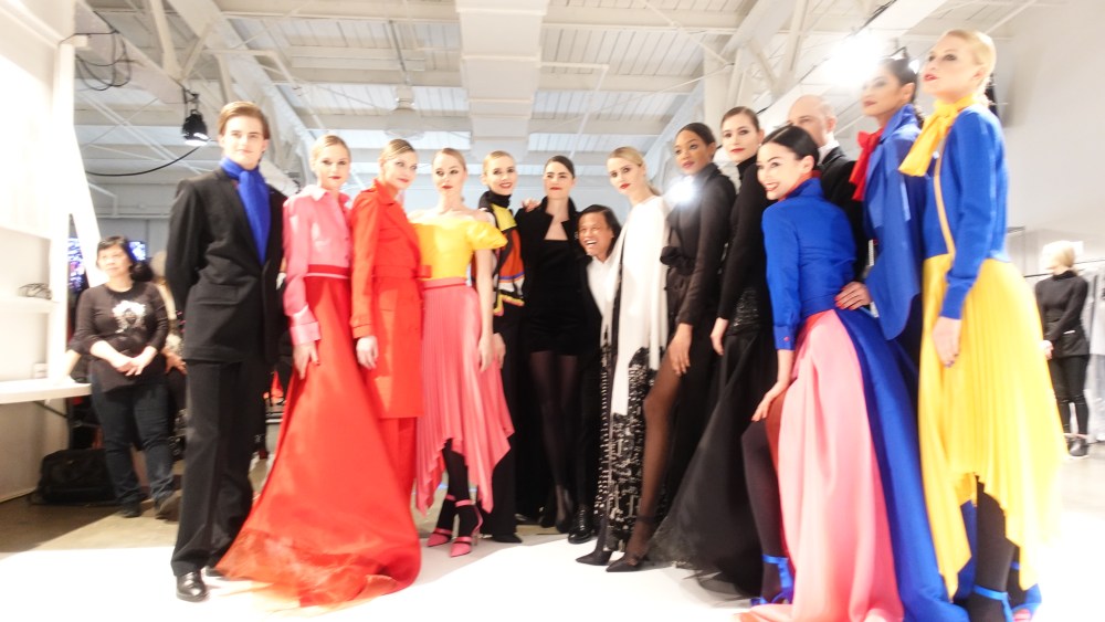 Zang Toi with models at his fall 2020 runway show.