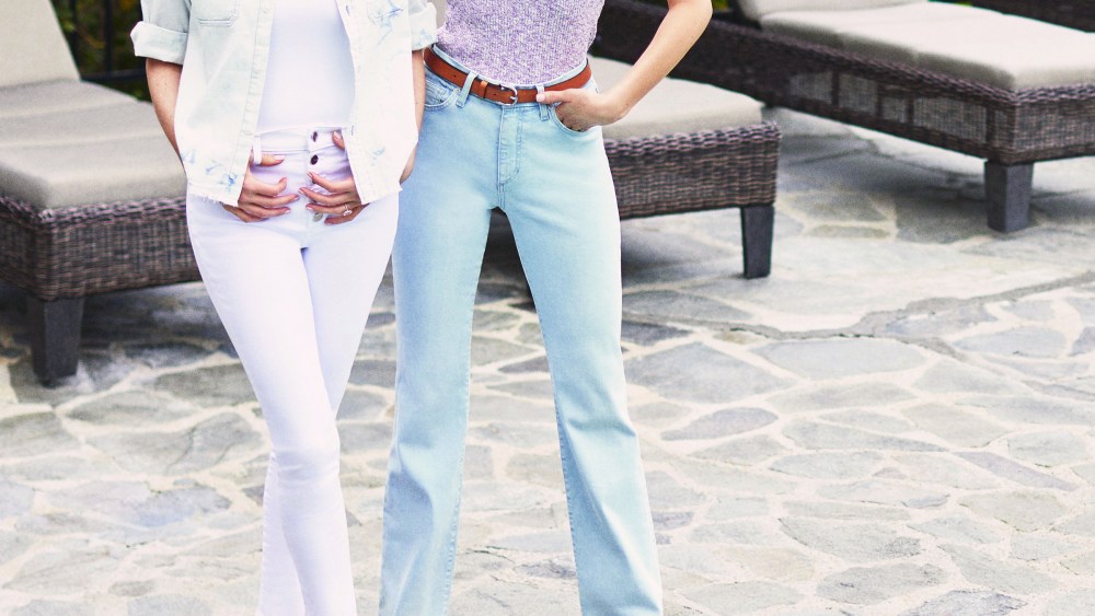 An ad image of Erin and Sara Foster for Joe's Jeans.